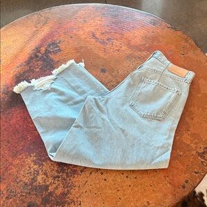 Citizens Of Humanity Light Blue Frayed Horse Shoe Barrel jeans